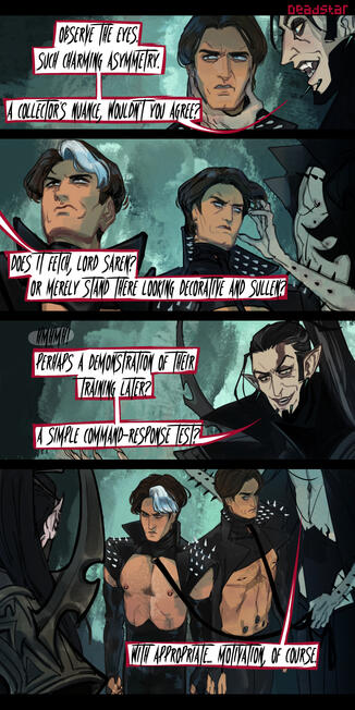 Character dialogue sequence for 40K fiction by D. S. Black - comic illustration