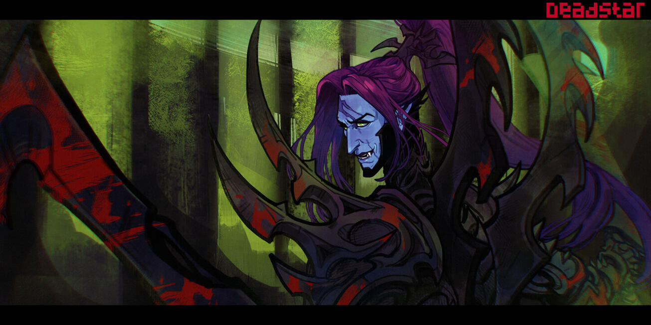 drukhari character illustration for Warhammer 40K fiction by D. S. Black