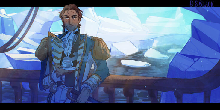 Character design for The Reply protagonist Henry Somerset by D. S. Black - nautical horror novel illustration