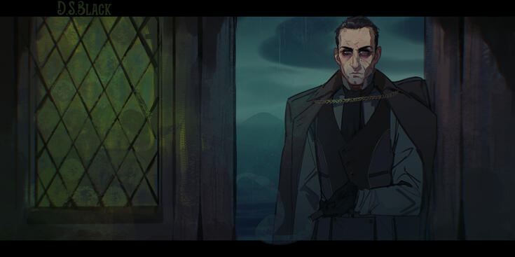 Character design for The Reply antagonist Daud van Richter by D. S. Black - nautical horror novel illustration